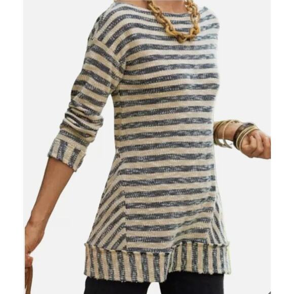 Soft Surroundings Womens Small Mariana Nautical Striped Terry Knit Tunic Sweater - Picture 1 of 10